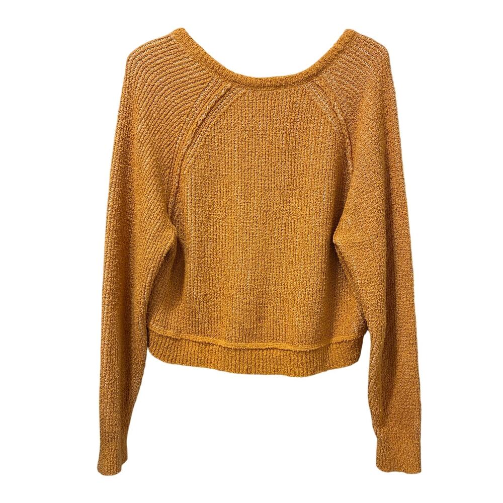 Free People High-Low V-Neck Cropped Knit Sweater Yellow Sz S - Picture 3 of 7